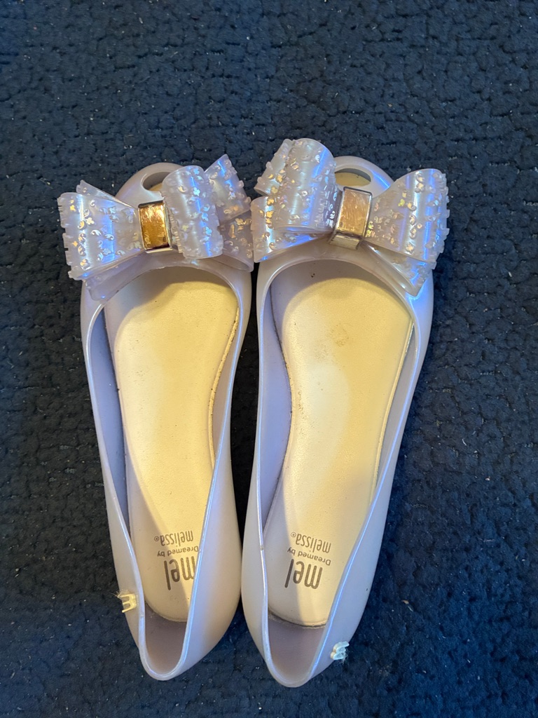 Melissa Iridescent Bow Ballet Flats In Gray